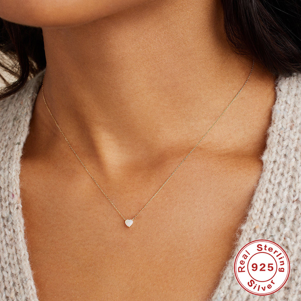 S925 Sterling Silver Simple Heart-shaped Diamond Necklace Valentine's Day Gift