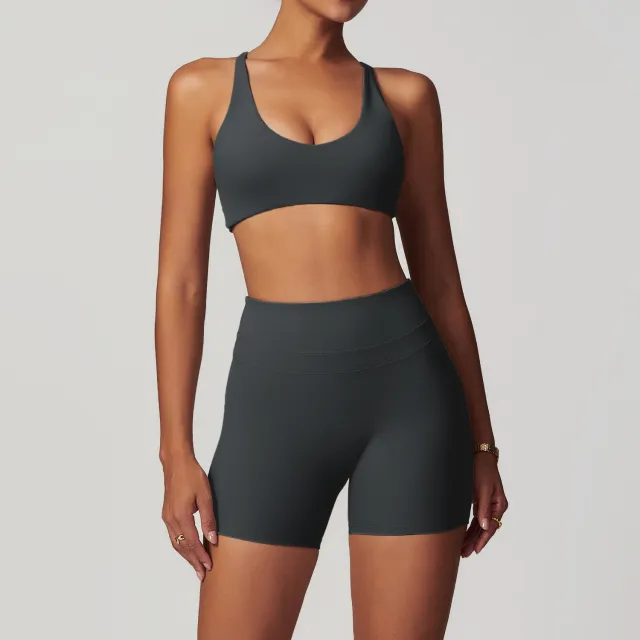 European And American Brushed Tight Back Yoga Bra Gray - Shop at LoveMi