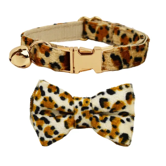 Pet Collar Cute Bell Bow Scarf Leopard Print Cat Collar Bow - Shop at LoveMi