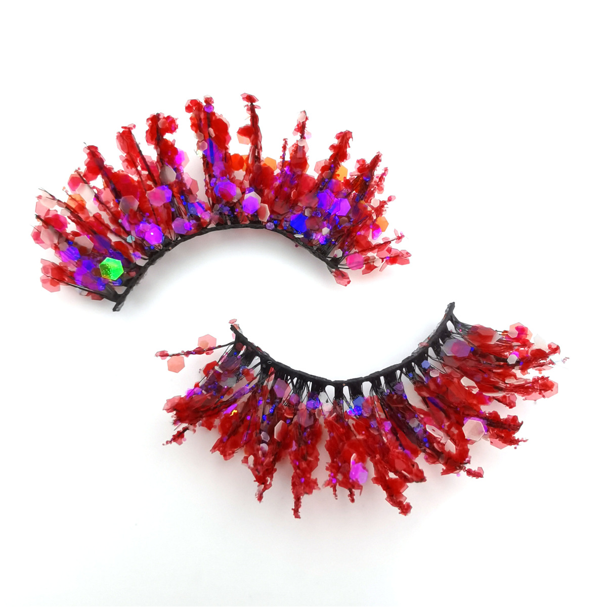 Eyelashes luminose a colori, nude, trucco per scena, polvere scintillante, diamanti, spessore accentuato, europei e americani