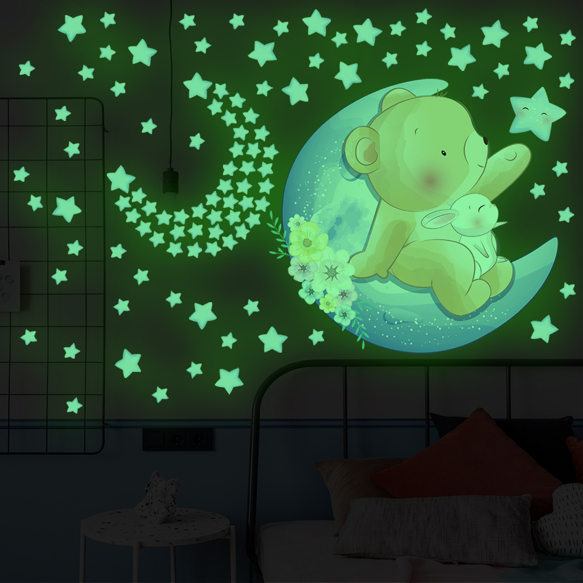 Title 10, Luminous Stars Cartoon Animal Living Room Bedro...