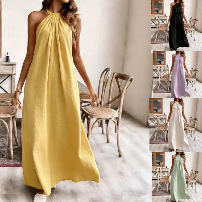 Vacation Style Relaxed Chic Halter Dress