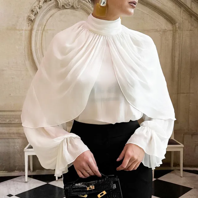 Womens Stylish Chic Turtleneck Shirt White - Shop at LoveMi