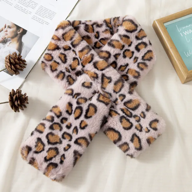 Women's Autumn And Winter Plush Thick Leopard Print Scarf Pink - Shop at LoveMi