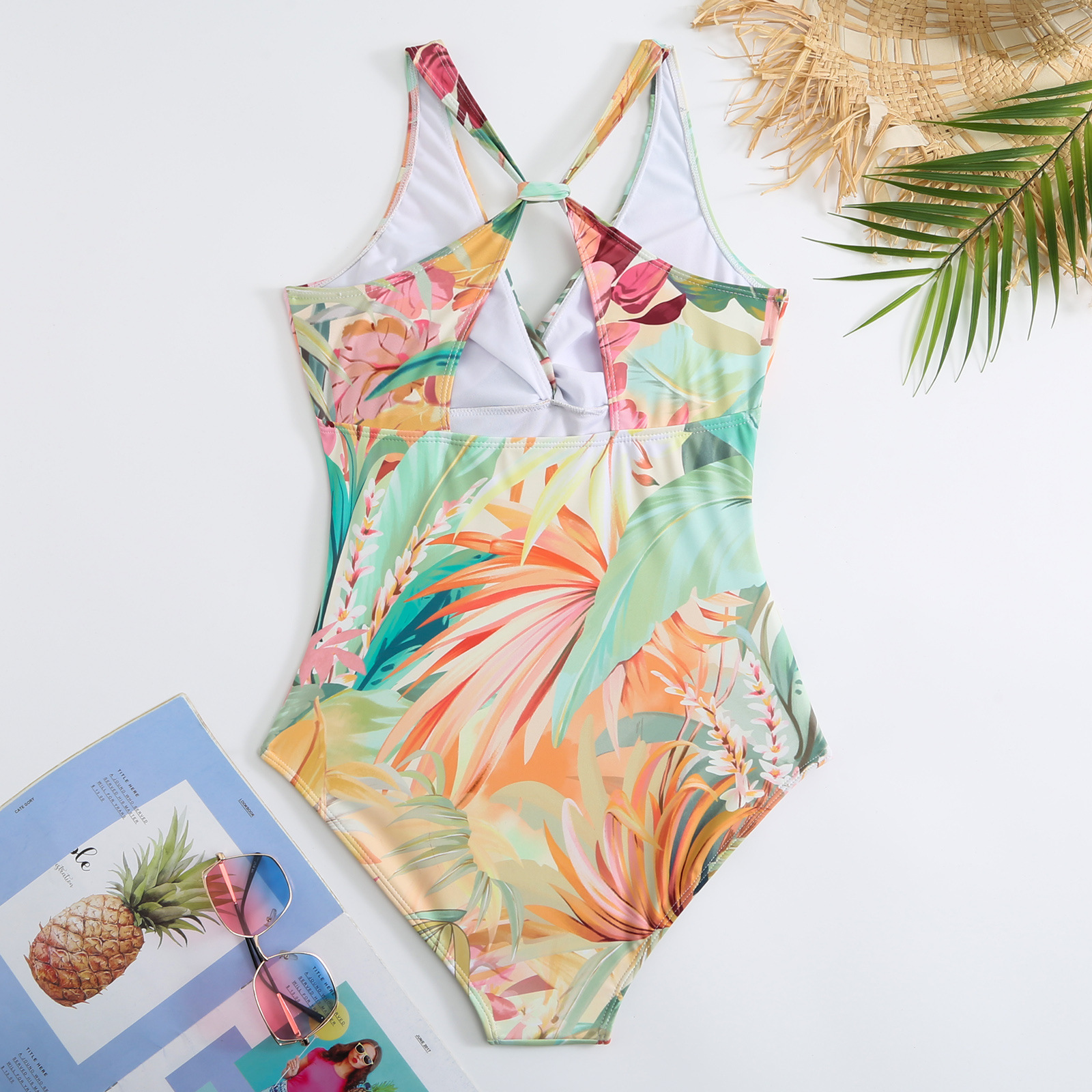 Women's One-piece Swimsuit Conservatively Thin Vintage Print - Image 6