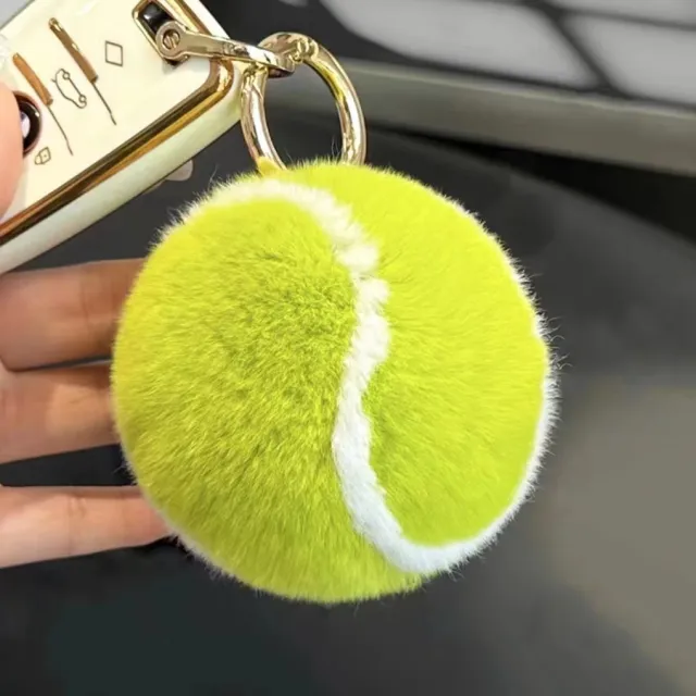 Cute Little Tennis Imitate Rex Rabbit Fur Tennis Pendant Car Key Ring Tennis - Shop at LoveMi