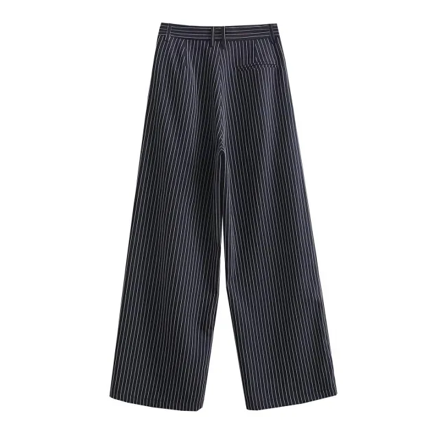Striped Waist Slim Fit Casual Wide leg Trousers Trousers - Shop at LoveMi