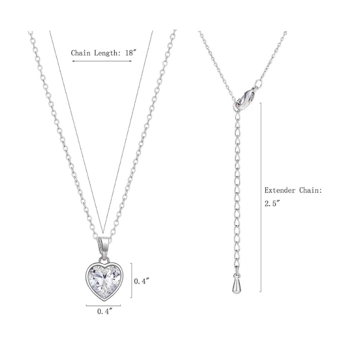 12 Colors Pendant Carat Heart Diamond Light Luxury Trendy Heart-shaped Collarbone Necklace