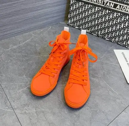 High top Board Shoe Casual Running Anti leather Boots Women's Soft Leather Orange - Shop at LoveMi