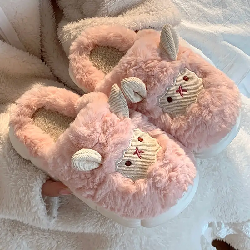 Cute Little Sheep Cotton Slippers Ladies