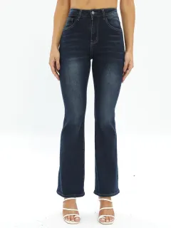 European And American Women's Clothing Jeans High Elastic Slim Jeans - Navy - View 1