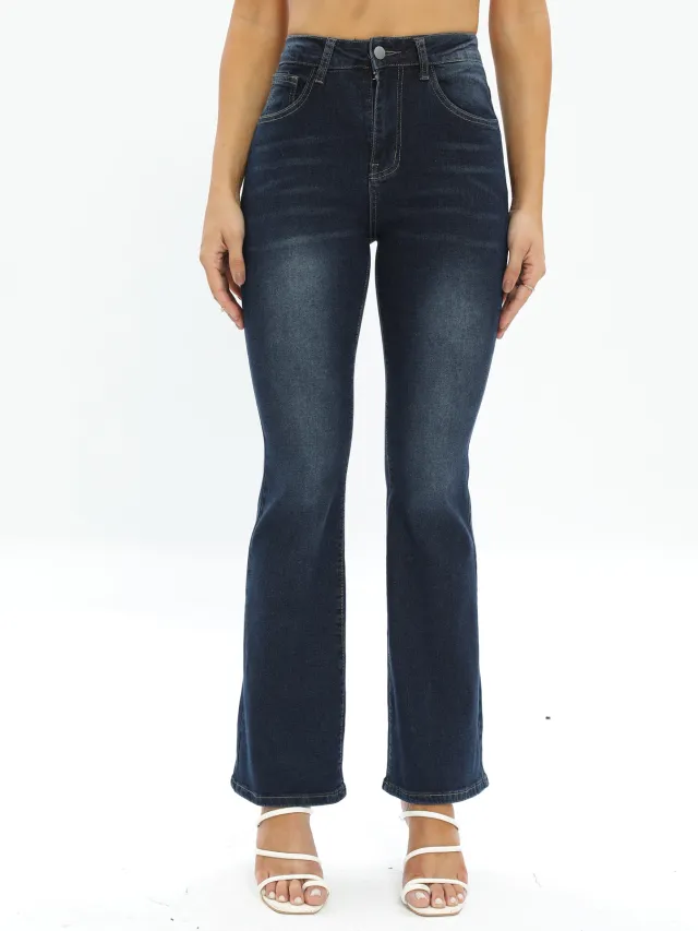European And American Women's Clothing Jeans High Elastic Slim Jeans Navy - Shop at LoveMi