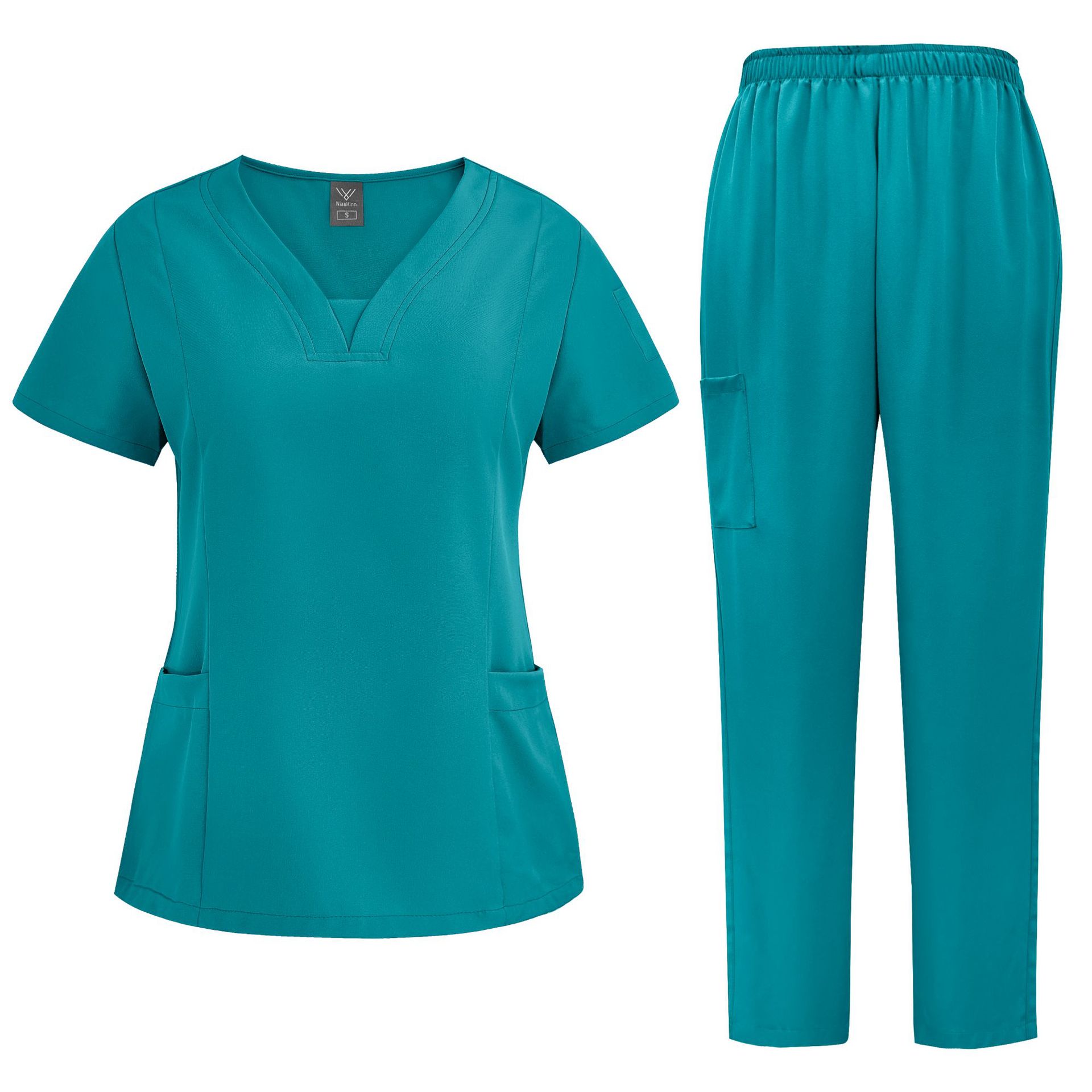 Women's Casual Loose Solid Color Nurse Workwear Set - Image 5