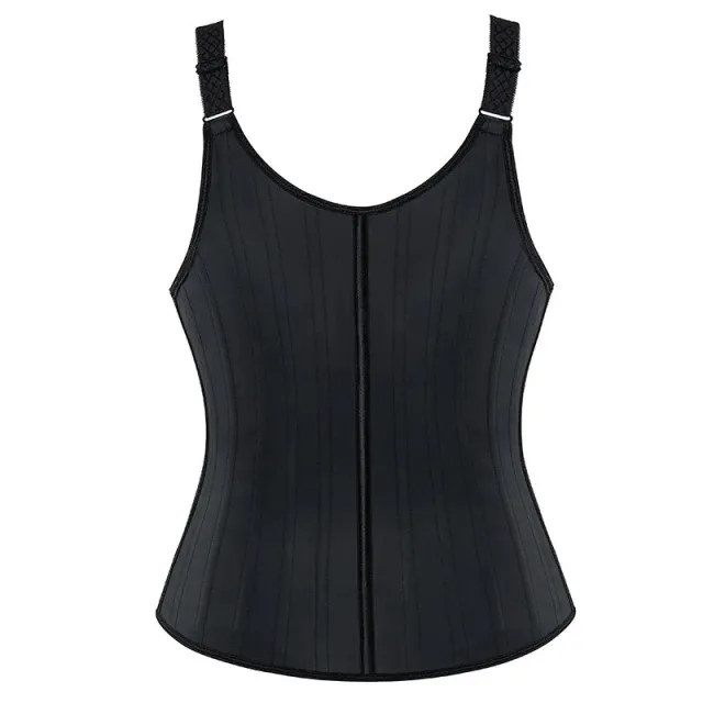 Glossy 25 Steel Rib Rubber Body Shaping Vest Black - Shop at LoveMi