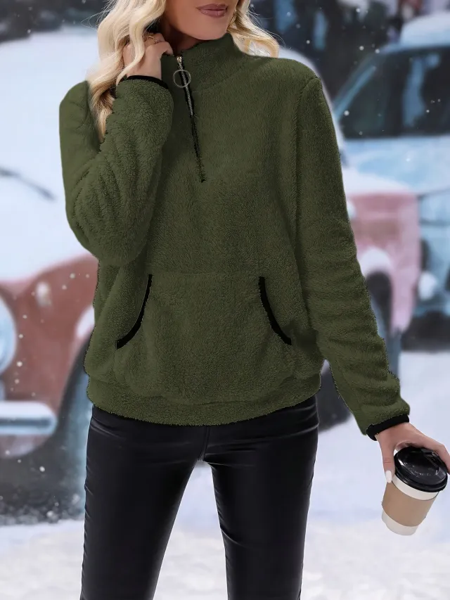 Autumn And Winter New Casual Double sided Fleece Sweatshirt Green - Shop at LoveMi
