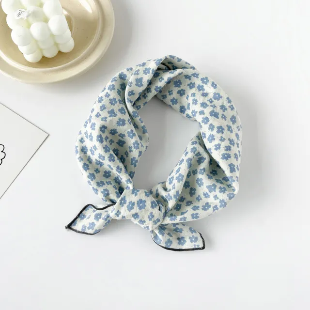 Women's Pure Cotton All matching Printed Headscarf Small Flowers Blue - Shop at LoveMi