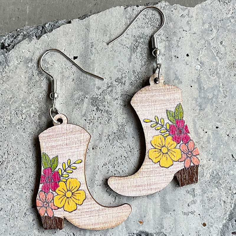 Women's Fashion Western Cowboy Boots Shape Vintage Earrings