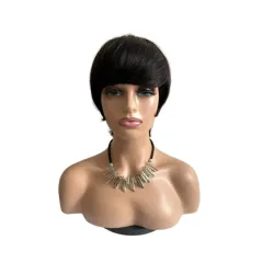 Short Straight Wig Women's Short Hair Head Cover Real Human Hair - Natural Color - View 1