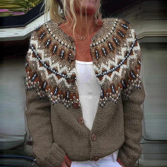 Winter Cardigan Coat Single-breasted Totem Warm Sweater - 11 Models-Xs