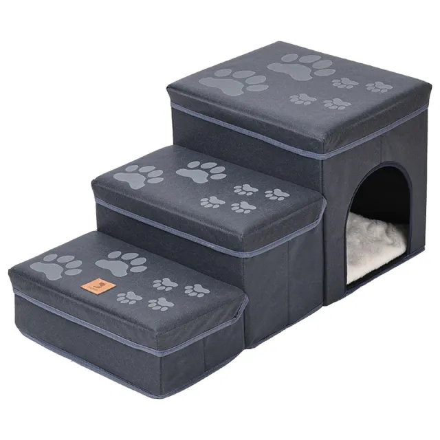 Cat Kennel Cage Multifunctional Dog Stairs Upper Bed Sofa Puppy Climbing Pet Supplies Paw Print Blue Rabbit Plush - Shop at LoveMi