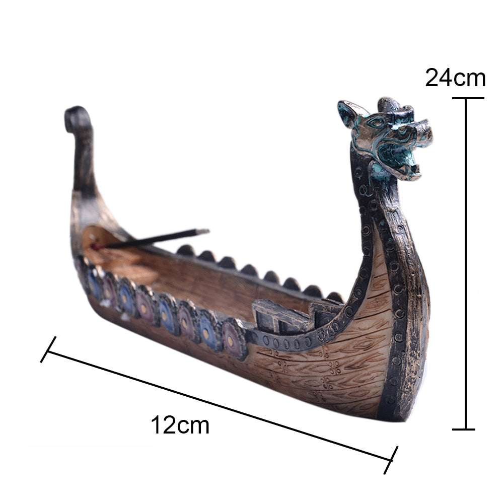 Viking Dragon Boat Incense Burner