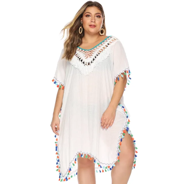 Multicolored Tassel Beach Cover up Backless Dress Multicolor - Shop at LoveMi