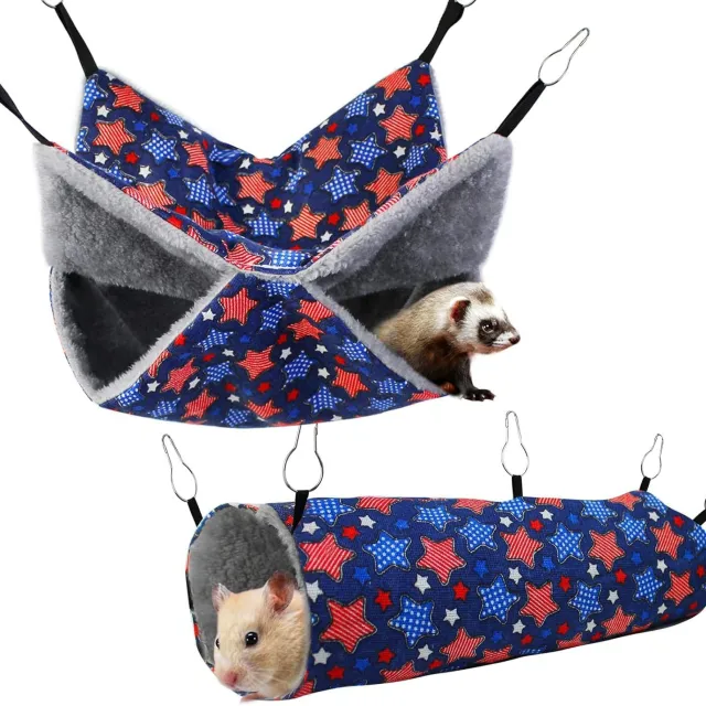 Ferret Small Pet Hammock Set Hanging Hammock And Tubular Tunnel Star - Shop at LoveMi