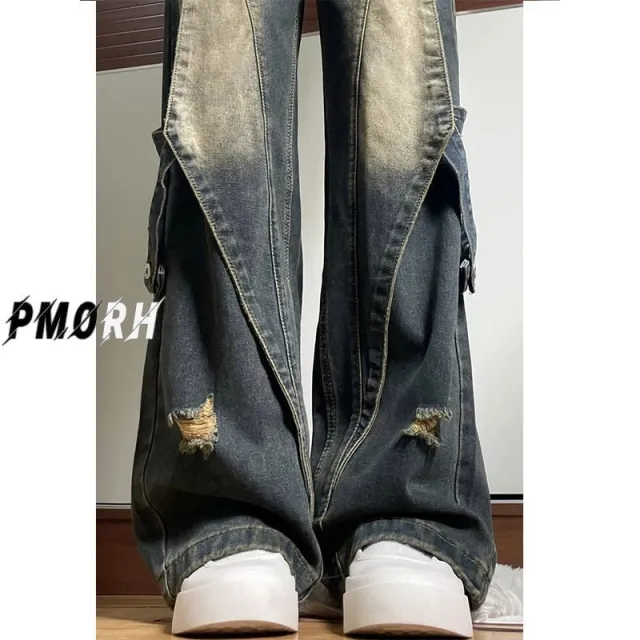 Women's Retro Narrow Wide leg Jeans Retro Blue - Shop at LoveMi