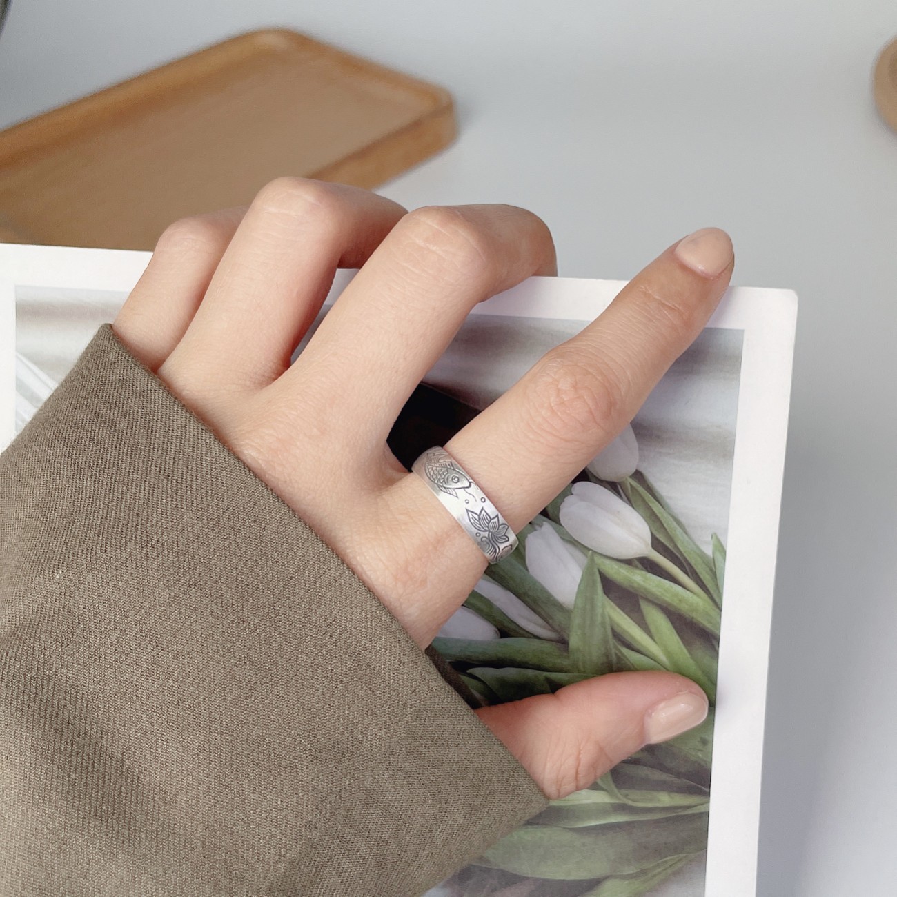 Vintage Lotus Carp Ring Men And Women Simple