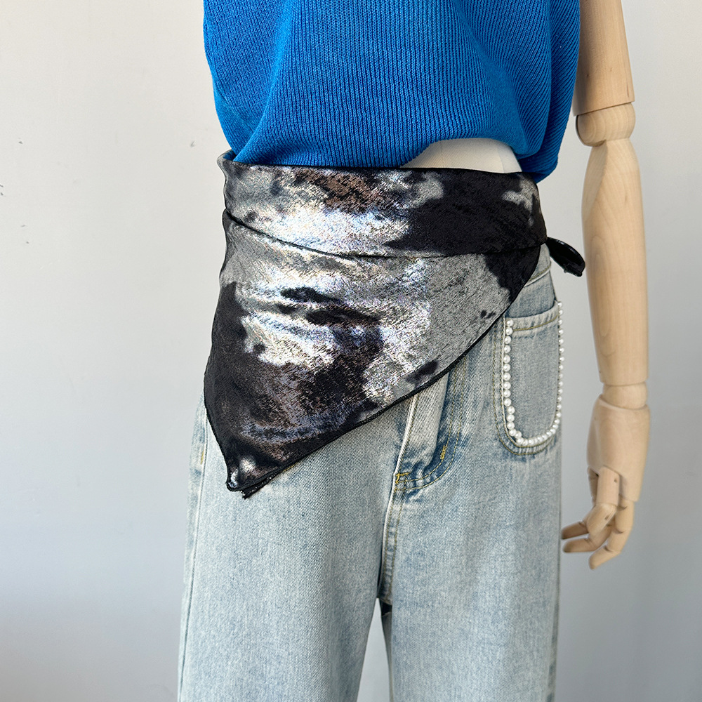 Liquid Silver Toe Cap Headscarf Y2g Square Scarf Wrapped Chest