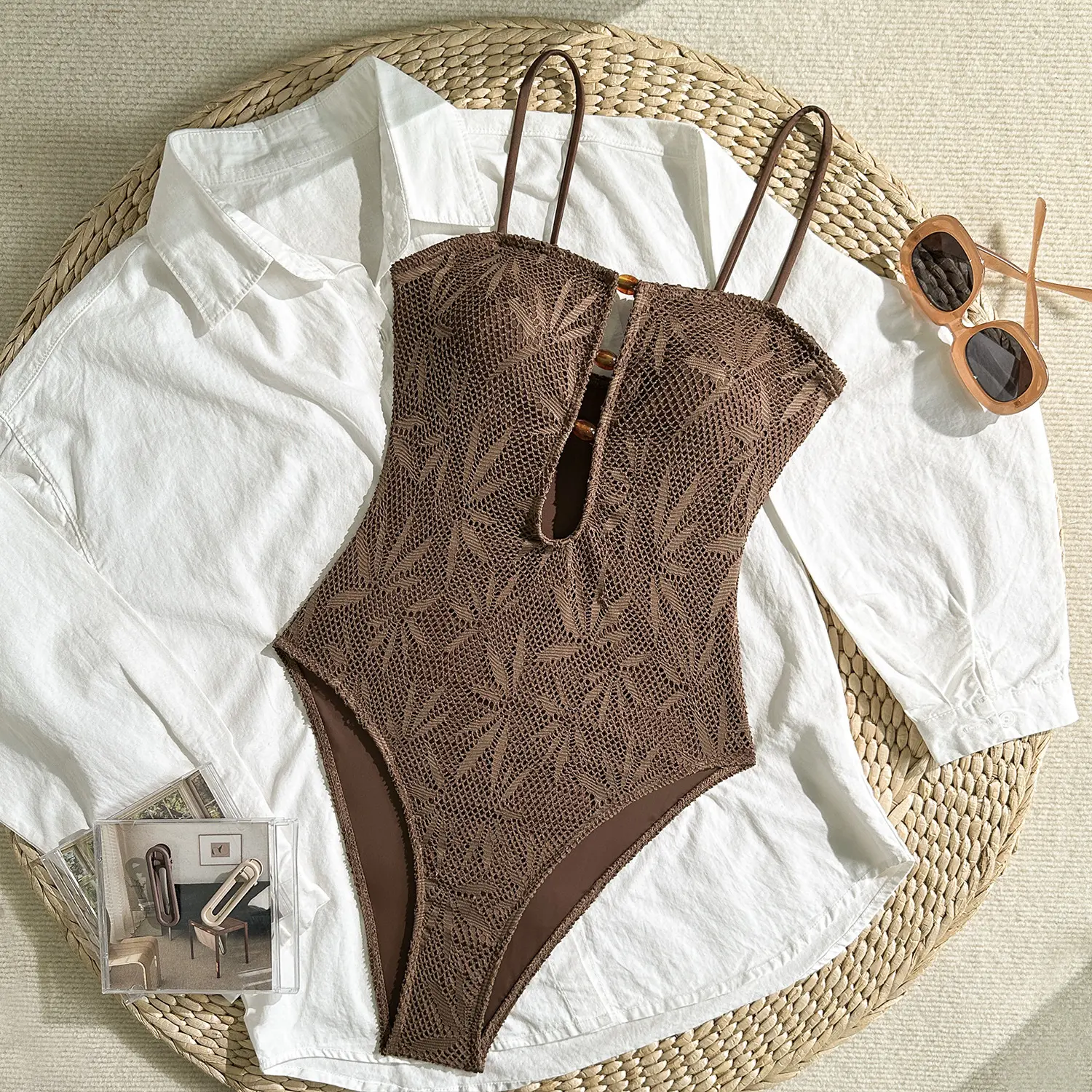 Women Swimsuit Hugging Jacquard Beach Bikini