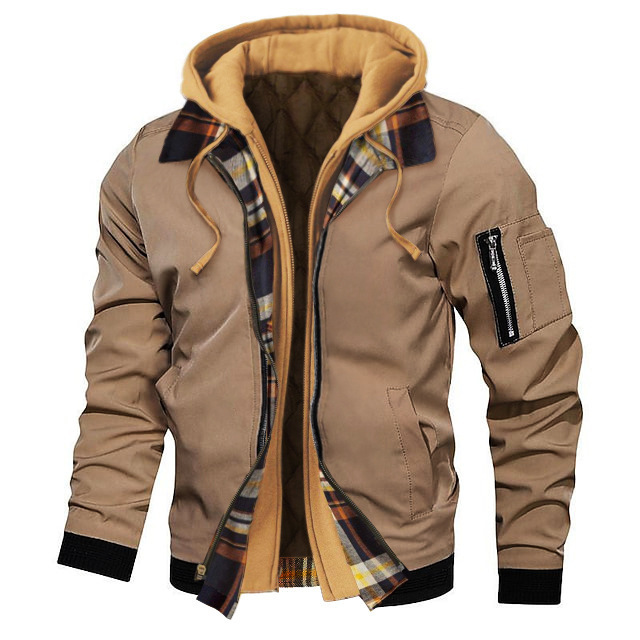 Autumn And Winter Thick Plus Size Men's Solid Color Hooded Jacket - Picture 17 of 24