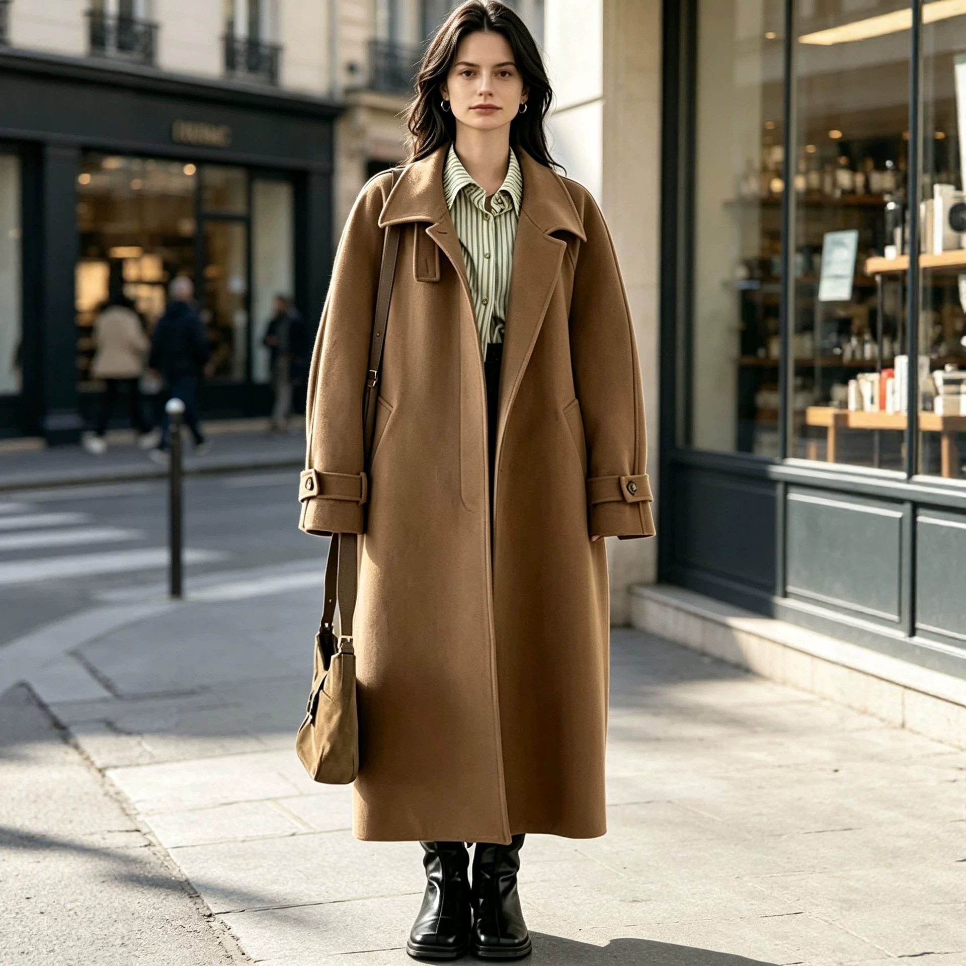 Womens Loose-Fit Long-Shape Wool Coat
