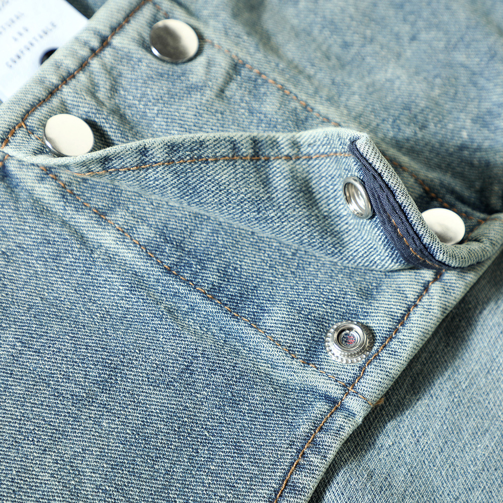 Denim Vest Men's Loose Casual High Street Patchwork Round Neck Coat