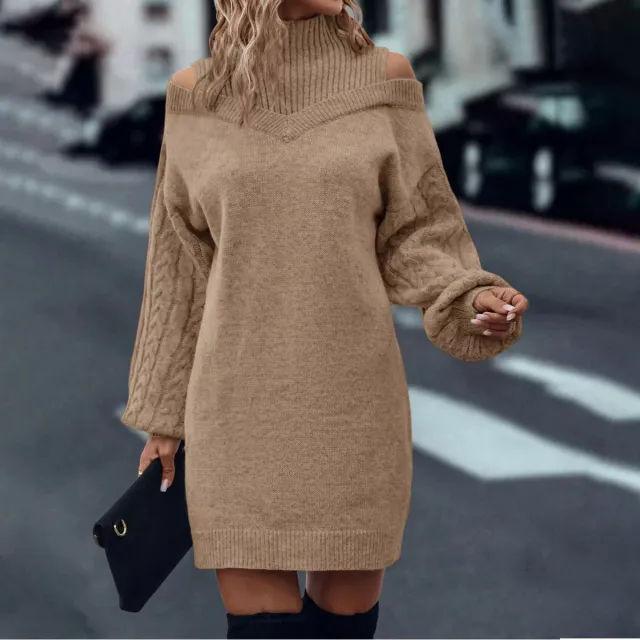 Women's Half Turtleneck Sweater Top Khaki - Shop at LoveMi