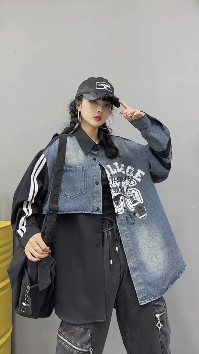 Korean Style Sense Of Design Color Matching Letters Polo Collar Simple Women's Top Black - Shop at LoveMi