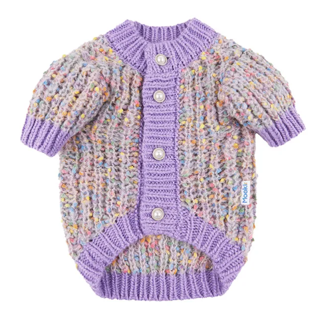 Dog Clothes Sweater Soft Glutinous Bean Cardigan Purple - Shop at LoveMi