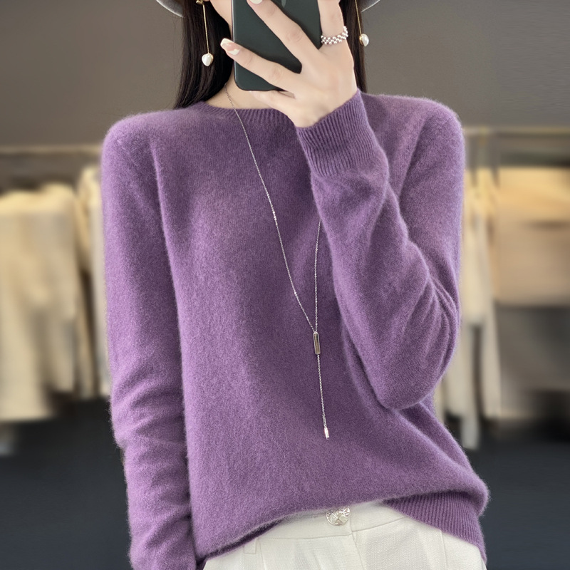Women's Knitted Loose Cashmere Sweater Western Purple - Shop at LoveMi
