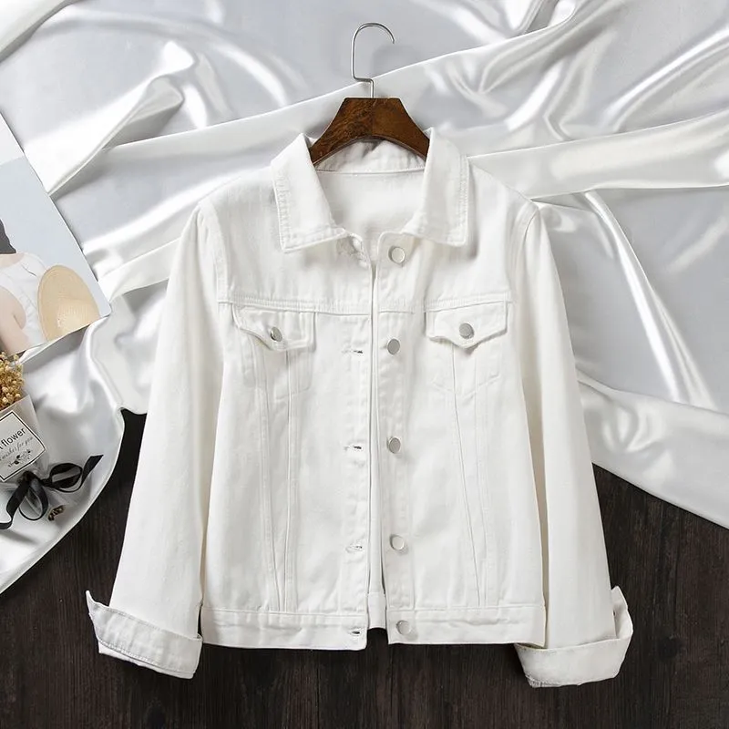 Women's Short Spring And Autumn New Korean Style Loose Versatile Casual Jacket Petite Top - White