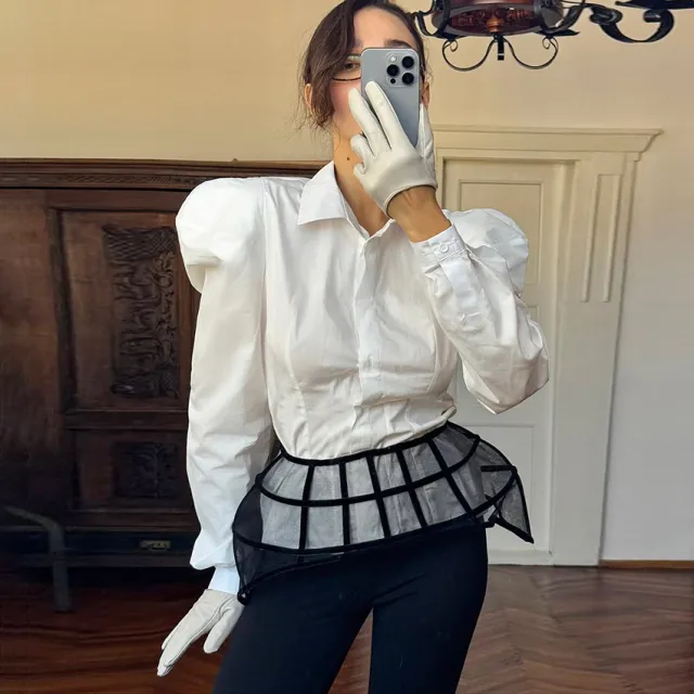 Womens Elegant White Long sleeve Workwear Top White - Shop at LoveMi