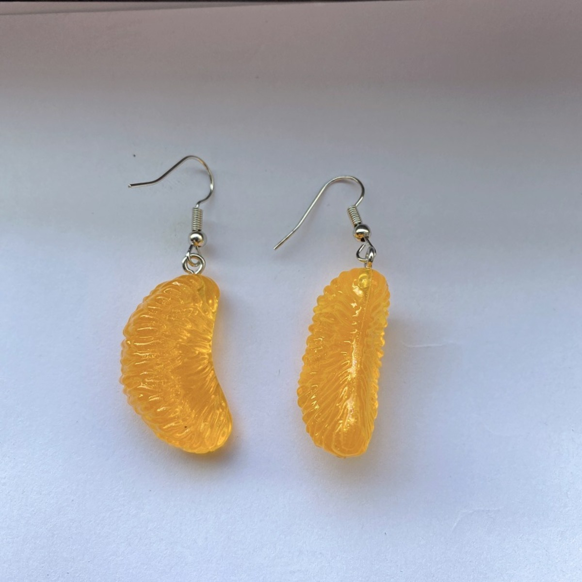 Green Leaf Rhubarb Pomelo Handmade Orange Earrings