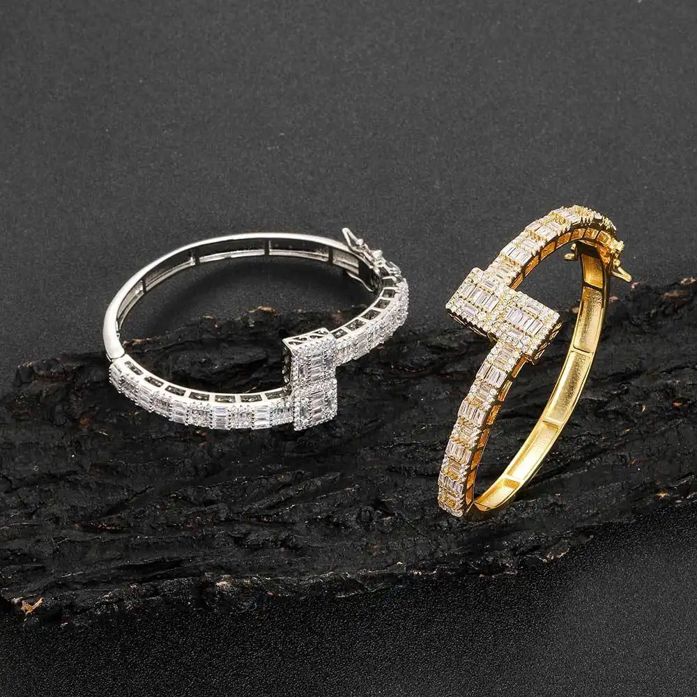 Men's Mixed Inlaid T-Square Zircon Bracelet