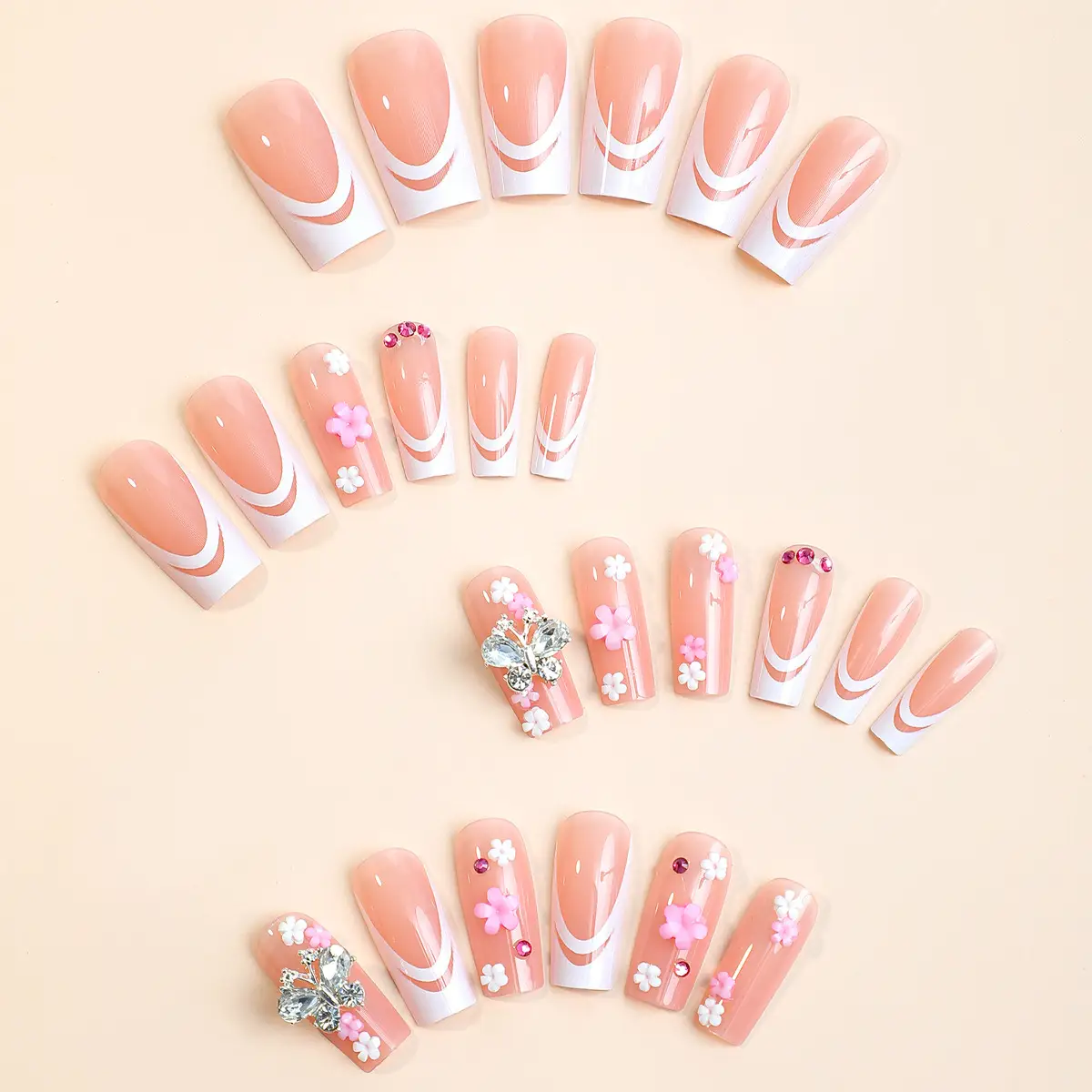 Women's Fashion French Style Bow Flower Nail Art
