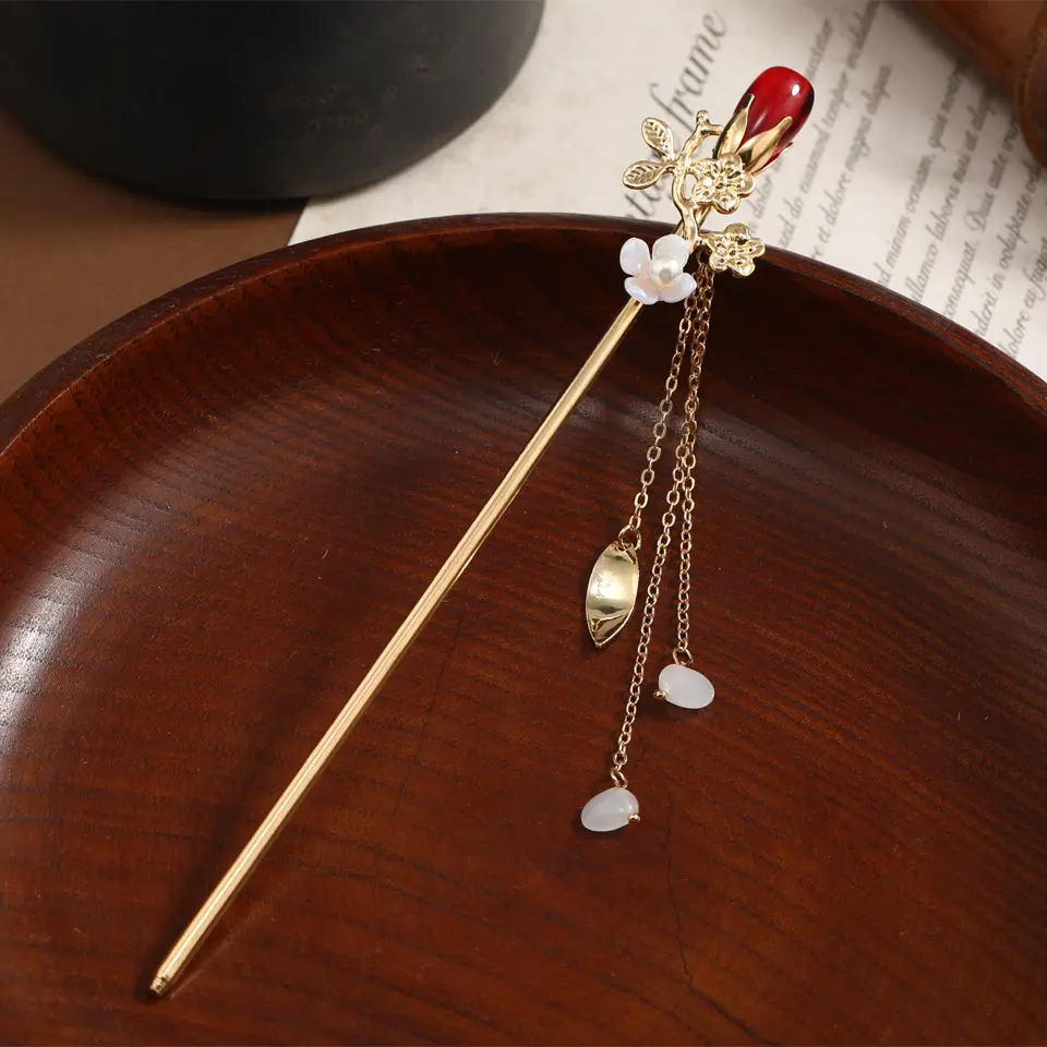 Retro Handmade Flower Tassel Hair Stick