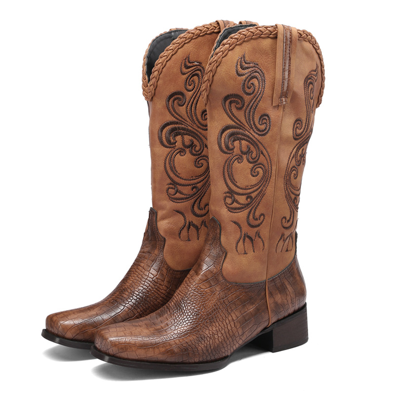 Riding Boots With A Chunky Heel And Embroidery Available - Image 1