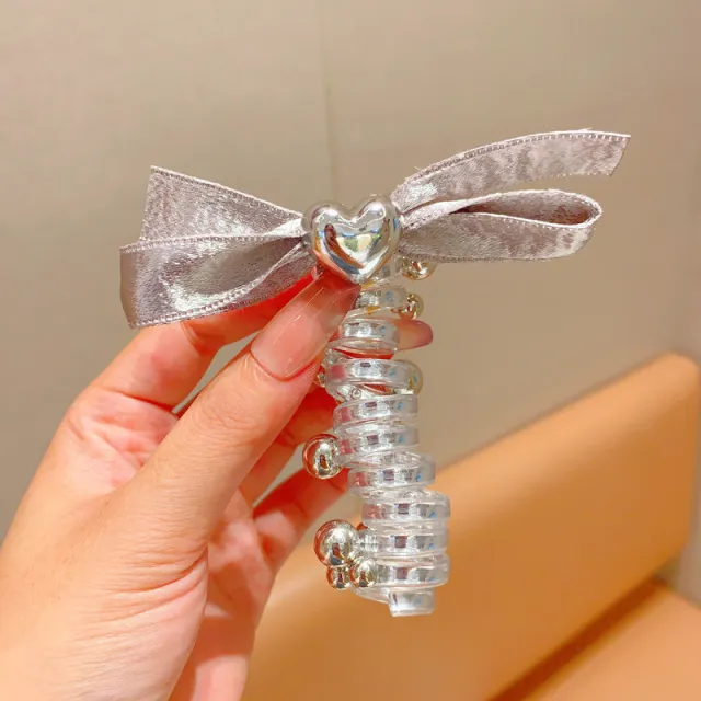 Bow Phone Line Hair Ring Durable Headband F655 Silver Love - Shop at LoveMi