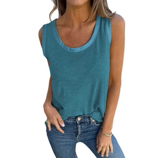 Casual Loose Round Neck Knitted Vest Women's Sleeveless Blouse Blue - Shop at LoveMi