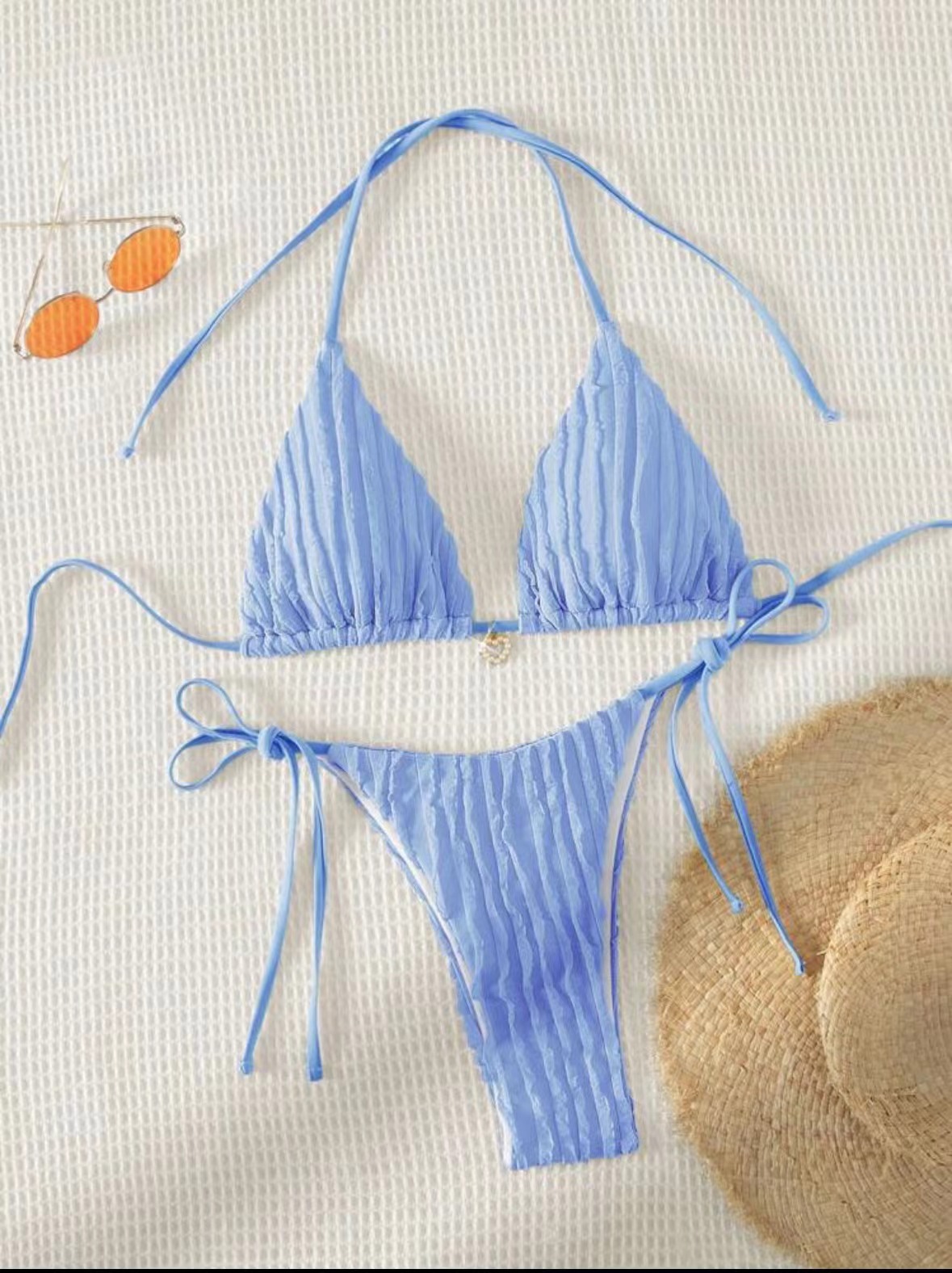 Striped Straps Sexy Bikini For Beach Vacation Blue - Shop at LoveMi