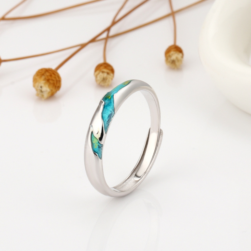 Simple Line Streamlined Color Matching Irregular Ring