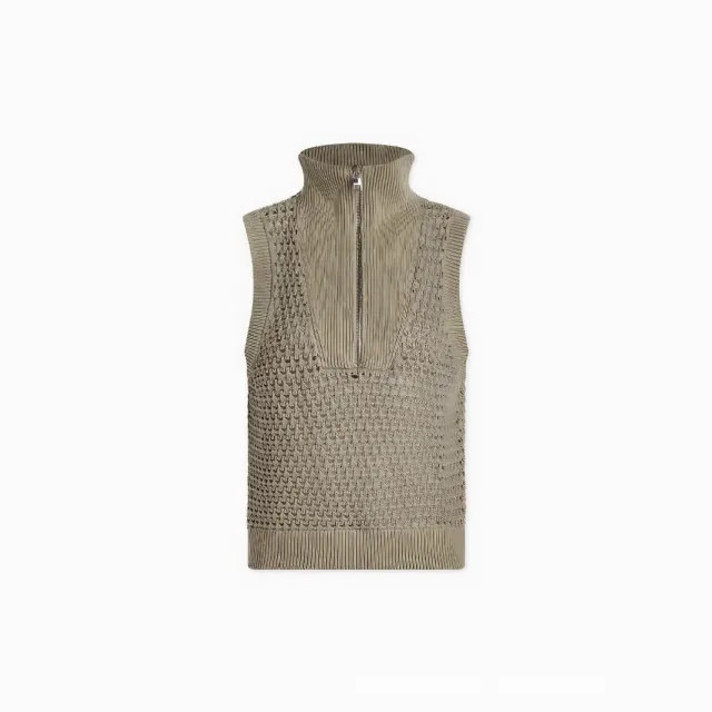 European And American Fashion Slim fit Solid Color Pullover Sleeveless Knitted Top Green - Shop at LoveMi
